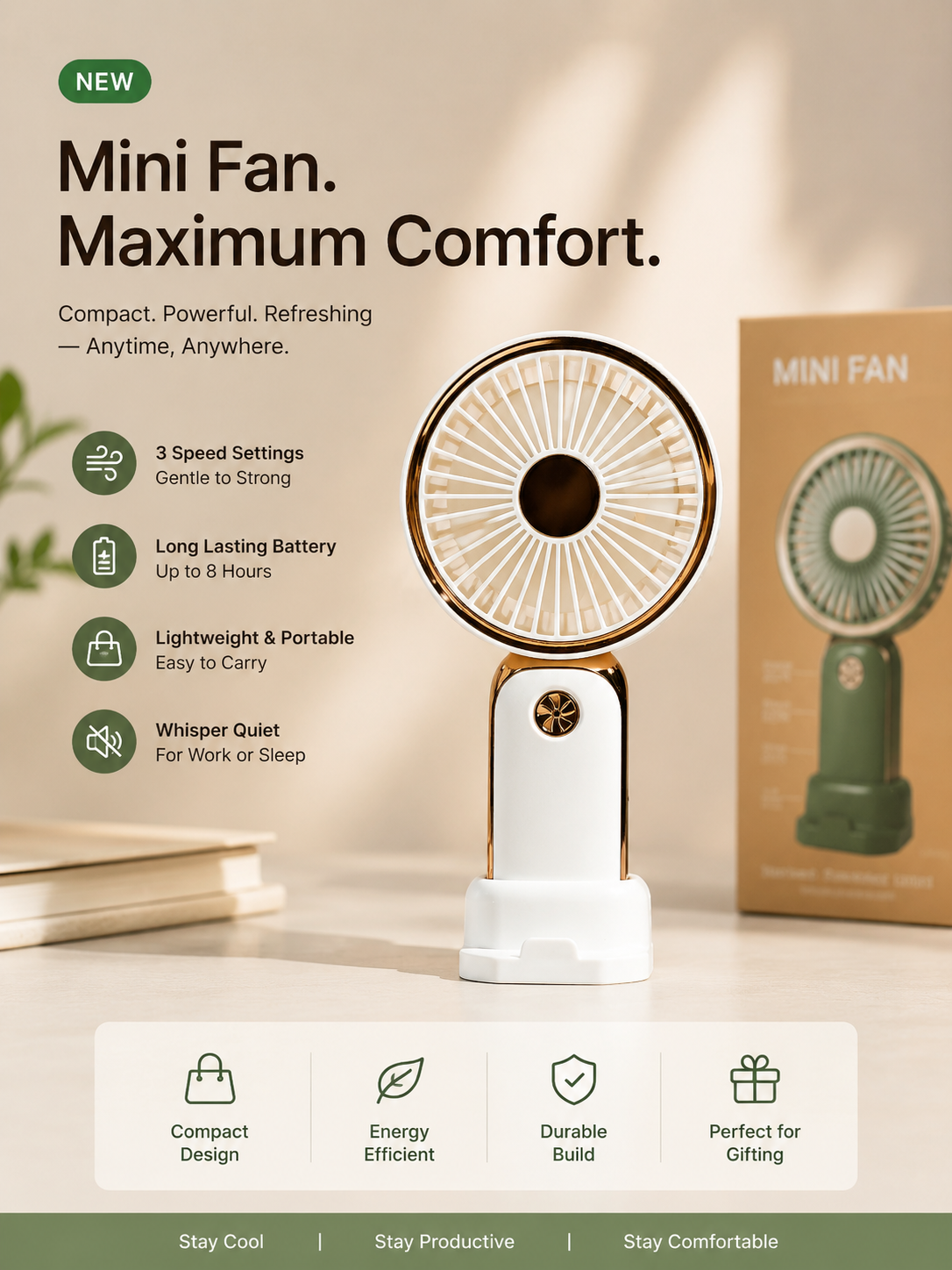 DanDi USB Rechargeable Fan DD-8024 – Mini Fan