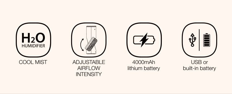 DP-7688 Mini Rechargeable Fan with Humidifier & Mist Spray