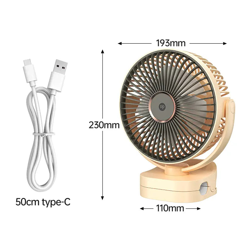 DP Mini Rechargeable Fan DP-7638 – Long Backup Portable Fan